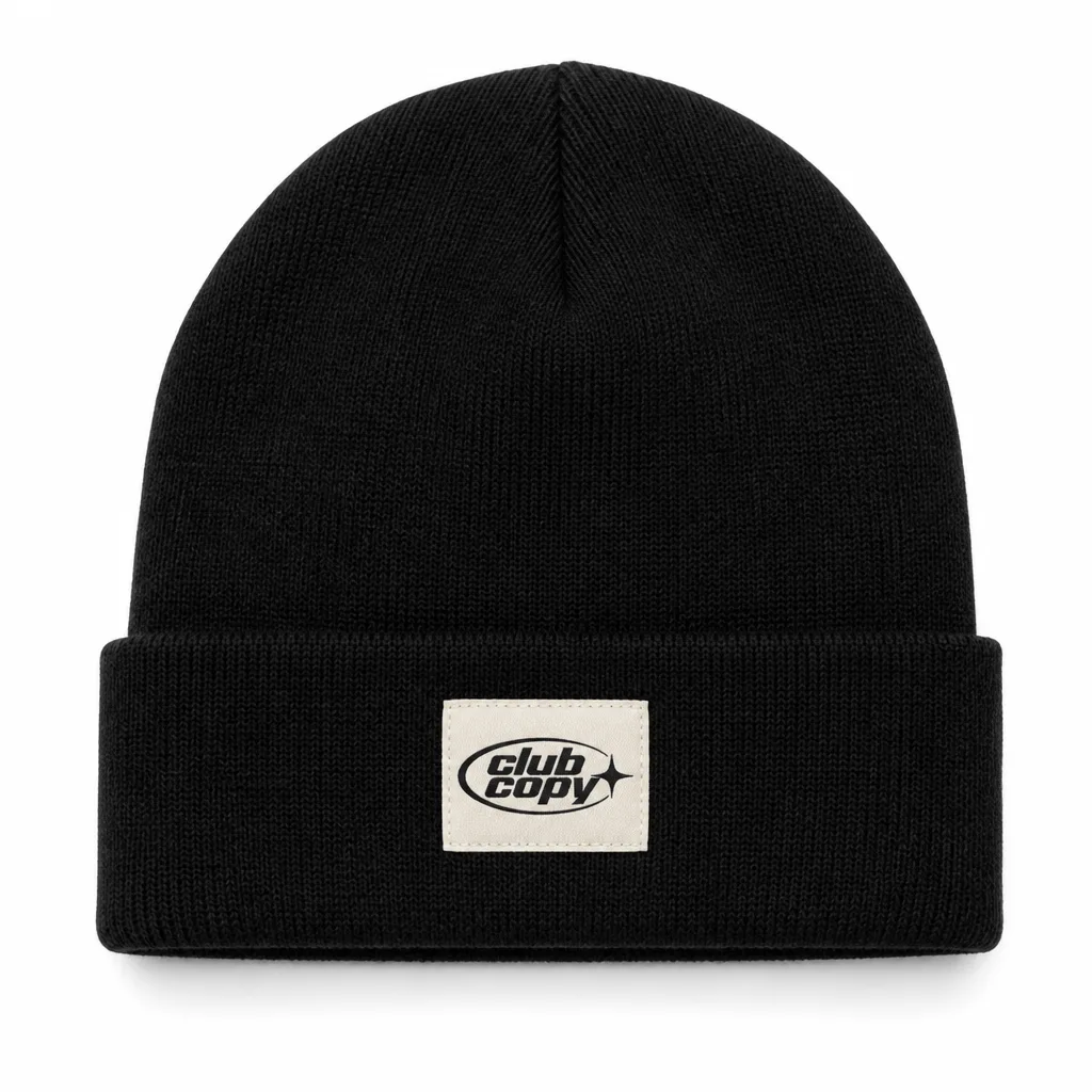 Club Copy cuffed beanie with woven logo label