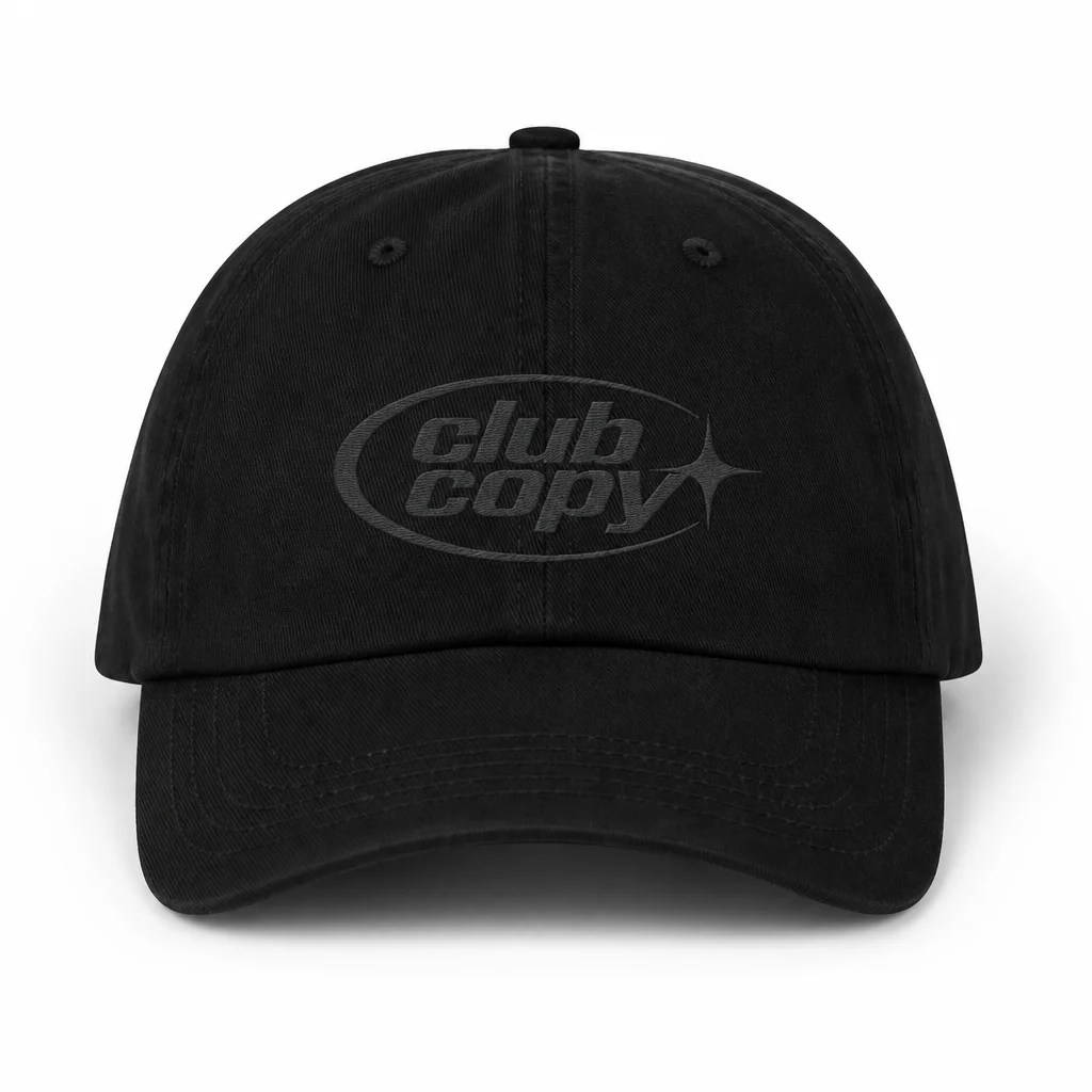 Club Copy dad cap with center-front Club Copy logo
