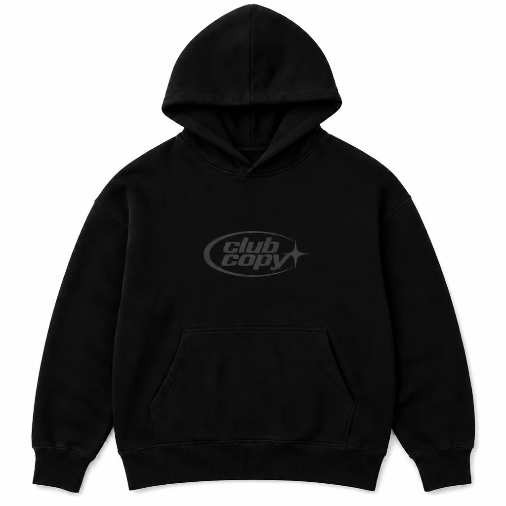 Club Copy hoodie with medium center-chest tonal logo
